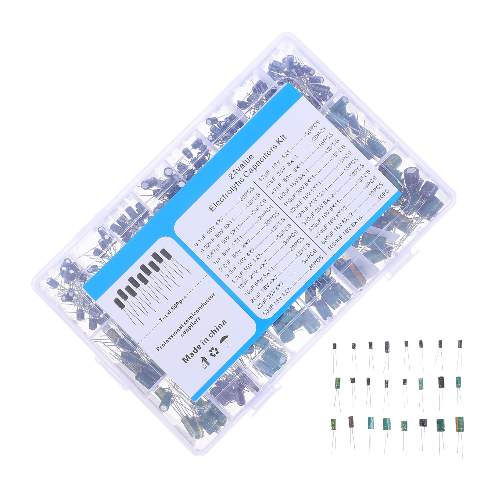 Electronics Repair In Usa - 500Pcs Aluminum Electrolytic Capacitor Assortment Kit